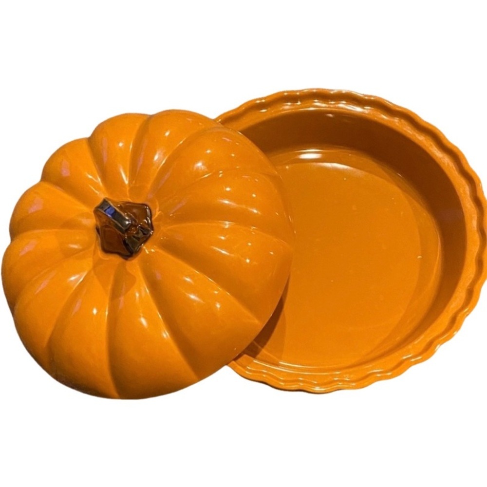 Stir Orange Pumpkin-Shaped Ceramic Dish. 2 Piece.